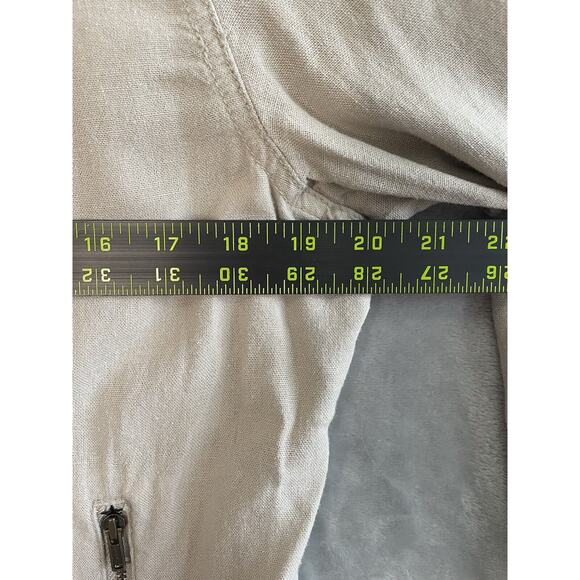 Gap Linen Biker Jacket Womens Large Khaki Tan Beige Full Zip Taupe Lightweight - Picture 7 of 10